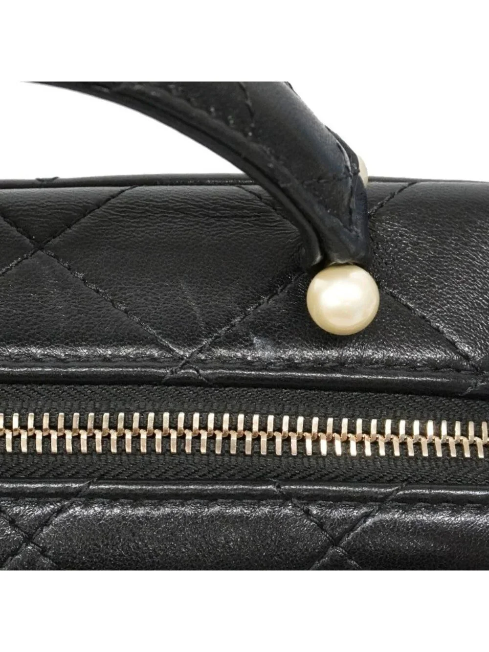 Chanel Vanity Bag Quilted Lambskin Black Gold 2-Way Bag